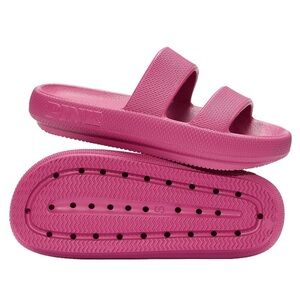 PINK Victoria Secret Double Strap Pillow Slides In Red Violet Large 9/10